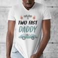 Daddy Dad 2nd Birthday Two Fast Race Car Second Bday Party Men's V-Neck T-Shirt