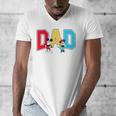 Disney Mickey And Friends Mickey Minnie Dad Collegiate Logo Men's V-Neck T-Shirt