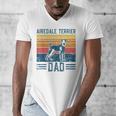 Dog Airedale Terrier Dad Vintage Airedale Terrier Dad Men's V-Neck T-Shirt