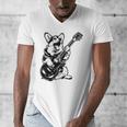 Dog Guitarist Guitar Pembroke Welsh Corgi Dad Mom Men's V-Neck T-Shirt