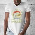 Fishing Dad Part Time Hooker Bass Fish Father Day Men's V-Neck T-Shirt
