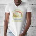 Fishing I'd Rather Be Fishing Bass Fish Dad Jokes Men's V-Neck T-Shirt