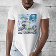 Frutiger Aero Aesthetic Tech Great Wave Of Kanagawa Fishes Raglan Baseball Tee Men's V-Neck T-Shirt Frutiger Aero Aesthetic Tech Great Wave Of Kanagawa Fishes Raglan Baseball Tee Men's V-Neck T-Shirt