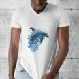 Frutiger Aero Splashy Dolphin Y2k Aesthetic Graphic Premium Men's V-Neck T-Shirt Frutiger Aero Splashy Dolphin Y2k Aesthetic Graphic Premium Men's V-Neck T-Shirt