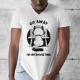 Go Away I'm Introverting Cat With Coffee Men's V-Neck T-Shirt Go Away I'm Introverting Cat With Coffee Men's V-Neck T-Shirt