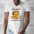 Go Away I'm Introverting Cozy Cat With Laptop And Coffee Men's V-Neck T-Shirt Go Away I'm Introverting Cozy Cat With Laptop And Coffee Men's V-Neck T-Shirt
