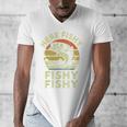 Here-Fishy Fishing Boy Large Mouth Bass Dad Men's V-Neck T-Shirt Here-Fishy Fishing Boy Large Mouth Bass Dad Men's V-Neck T-Shirt