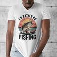 Id Rather Be Fishing Largemouth Bass Fish Dad Jokes Men's V-Neck T-Shirt