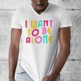 Introvert I Want To Be Alone Retro Wavy Men's V-Neck T-Shirt