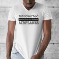 Introverted But Willing To Discuss Airplanes Aviation Men's V-Neck T-Shirt Introverted But Willing To Discuss Airplanes Aviation Men's V-Neck T-Shirt
