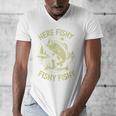 Men Here-Fishy Bass Fish Dad Fishing From Daughter Son Men's V-Neck T-Shirt