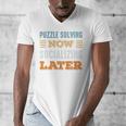 Puzzle Solving Now Minimal Socializing Introvert Vintage Men's V-Neck T-Shirt