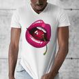 Rainbow Lips With a Cherry In The Mouth 80s Nostalgia Premium Tri-Blend Men's V-Neck T-Shirt Rainbow Lips With a Cherry In The Mouth 80s Nostalgia Premium Tri-Blend Men's V-Neck T-Shirt