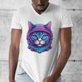 Retro 80s Cat In Space Suit Nostalgia Cat Vintage Astronaut Men's V-Neck T-Shirt