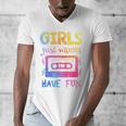 Retro Girls Just Wanna Have Fun Nostalgia 1980s 80's Premium Tri-Blend Men's V-Neck T-Shirt