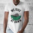 We Ride At Dawn Lawn Mower Zero-Turn Dad Mowing Men's V-Neck T-Shirt