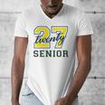 Senior Class Of 2027 Graduation Yellow And Blue On The Back Premium Tri-Blend Men's V-Neck T-Shirt