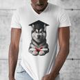 Siberian Husky Dog Graduation Cap Training School Graduate Men Women Kids Men's V-Neck T-Shirt