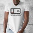Social Battery 1 Shirt Introvert Anti Social Tee Gif Men's V-Neck T-Shirt
