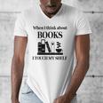 Women's When I Think About Books I Touch My Shelf Book Lover Bookish Men's V-Neck T-Shirt