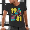 1981 Retro Raised In The 80s Old School Nostalgia Vibes Men's V-Neck T-Shirt