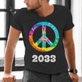 2033 Graduation Class Year Tie Dye Peace Sign Men's V-Neck T-Shirt