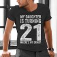 21st Birthday Dad Mom 21 Year Old Daughter Family Squad Men's V-Neck T-Shirt