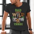 3rd Birthday Zoo Safari Jungle Dad Of The Wild And Three Men's V-Neck T-Shirt 3rd Birthday Zoo Safari Jungle Dad Of The Wild And Three Men's V-Neck T-Shirt