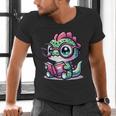 Adorable Book Lover Basilisk With Reading Glasses Cute Men's V-Neck T-Shirt