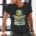Adorable Turtle Reading Books Men's V-Neck T-Shirt