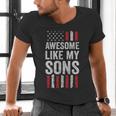 American Flag Dad Mom Awesome Like My Sons Men's V-Neck T-Shirt