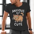 Anxious But Cute Anxiety Meme Cat Lover Introvert For Men Women Men's V-Neck T-Shirt Anxious But Cute Anxiety Meme Cat Lover Introvert For Men Women Men's V-Neck T-Shirt
