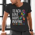 Autism Awareness Ribbon Mom Dad Kids Autistic Support Autism Men's V-Neck T-Shirt