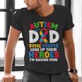 Autism Dad Puzzle Ribbon Proud Son Hero Autism Awareness Men's V-Neck T-Shirt Autism Dad Puzzle Ribbon Proud Son Hero Autism Awareness Men's V-Neck T-Shirt