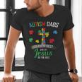 Autism Dad Son Father Autistic Kid Awareness Jesus Christian Men's V-Neck T-Shirt