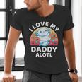 Axolotl Kids Teens Retro Sunset I Love My Daddy Men's V-Neck T-Shirt