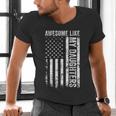 ON Back Awesome Like My Daughters Men Fathers Day Dad Men's V-Neck T-Shirt