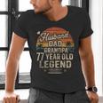 Back Legend Husband Dad Grandpa 77 Year Old 77th Birthday Men's V-Neck T-Shirt