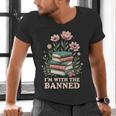 Im With The Banned Floral Flower Book Lover Men's V-Neck T-Shirt