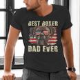 Best Boxer Dad Ever USA Flag American Dog Animal Lover Men's V-Neck T-Shirt