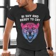 Bi Shy And Ready To Cry Bisexual Introvert Bi Pride Men's V-Neck T-Shirt Bi Shy And Ready To Cry Bisexual Introvert Bi Pride Men's V-Neck T-Shirt