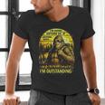 Bigfoot Outdoor Hiking Dad Joke Im Outstanding Sasquatch Men's V-Neck T-Shirt