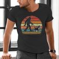 Bigfoot Walking a Dog Bernedoodle Dog Dad Men's V-Neck T-Shirt