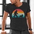Bigfoot Walking a Dog Corgi Lovers Dog Dad Men's V-Neck T-Shirt