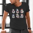 Book Lover Teacher Snowman Reading Books Christmas Winter Men's V-Neck T-Shirt