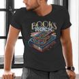 Books Rock Rock'n Roll Science Of Reading Teachers Guitar Men's V-Neck T-Shirt
