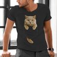 British Shorthair Cat Pocket Cat Mom Cat Dad Cat Lover Men's V-Neck T-Shirt