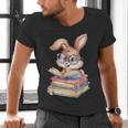 Bunny Rabbit Reading Books Rabbit Books Bunny Reader Men's V-Neck T-Shirt Bunny Rabbit Reading Books Rabbit Books Bunny Reader Men's V-Neck T-Shirt