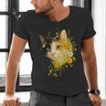 Calico Cat With Flowers For Mom Dad Women Men Kids Botanical Men's V-Neck T-Shirt