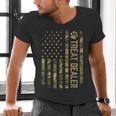 Camo Cat Treat Dealer American Flag US Cat Dad 4th Of July For Men Women Men's V-Neck T-Shirt